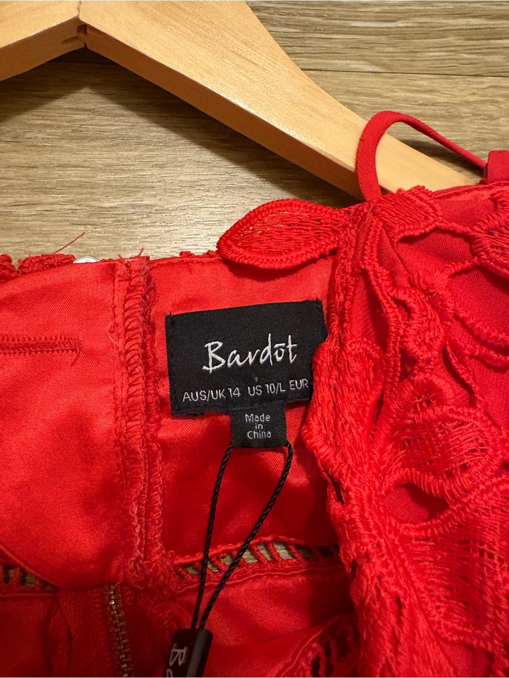 Bardot Red Lace Midi Dress - Picture 9 of 11